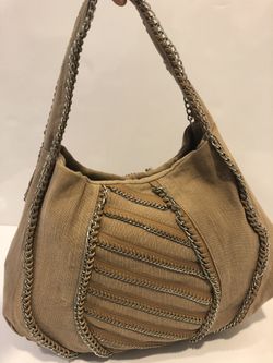 Large Canvas handbag with chain details