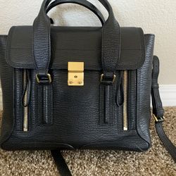 3.1 Phillip Lim Black Leather Bag with Gold Zipper