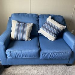 Ashley Furniture Blue Sofa And Love Seat Set