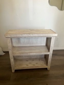 Whitewashed Wood Console Table/Cabinet
