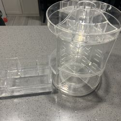 Acrylic Makeup & Desk Organizers – Rotating and Compartment Set