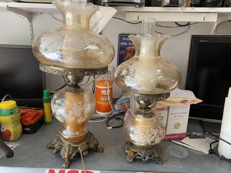 Antique victorian glass lamps