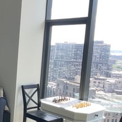 White Wooden Chess Table
