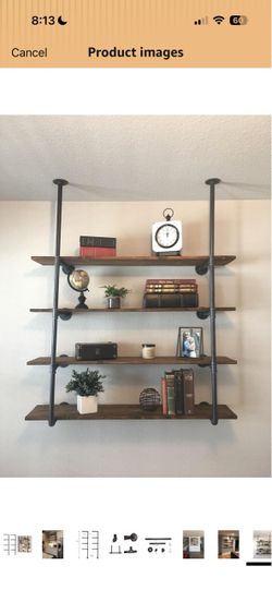 Industrial Retro Wall Mount Iron Pipe Shelf Hung Bracket Diy Storage Shelving Bookshelf (2 pcs)