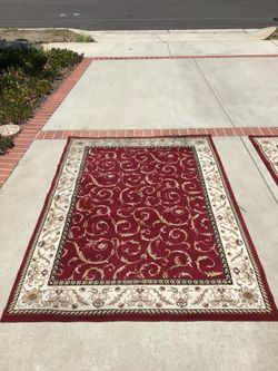 Red and Beige Area Rug