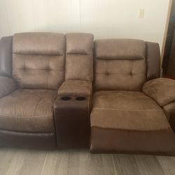 Brand New Faux Suede Reclining Love Seat $475