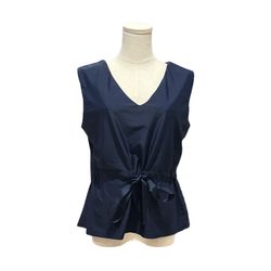 Women’s Belted Tunic Top Navy Blue Sleeveless V-Neck Size Medium
