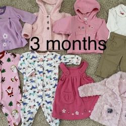 3 Months Baby Girls Clothes Lot 9 Jacket Shirts Pants Dress