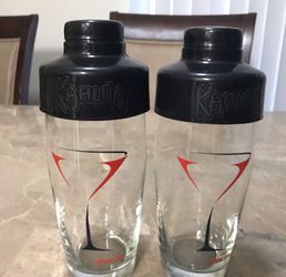 2 KAHLUA Glass Shaker Drink Mixer Logo Design Anything Goes