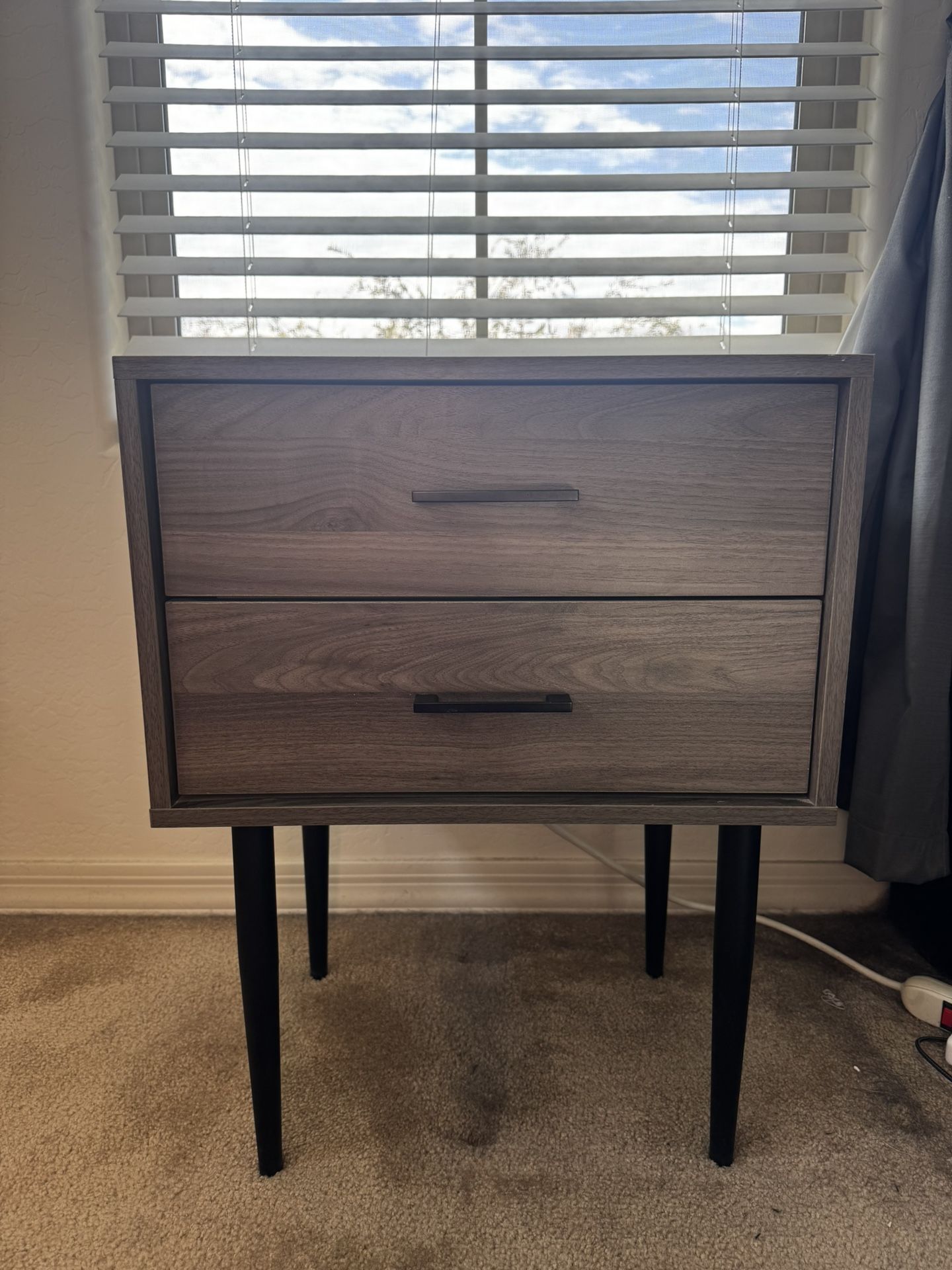 Grey Wood Side Table For Bedroom