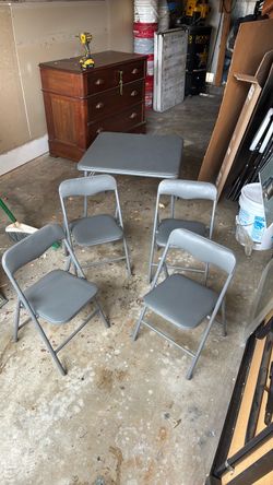 Toddler Gray Folding Table and 4 Chair Set
