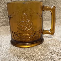Amber Glass Mug Cup Humpty Dumpty Tom Pipers Son Indiana Glass Tiara Vtg 3.5"