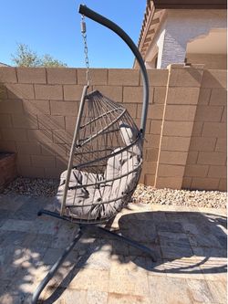 Hanging Egg Chair with Stand and Cushions