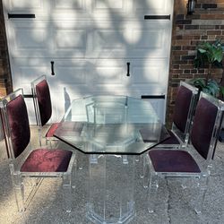Acrylic And Glass Table & Chairs