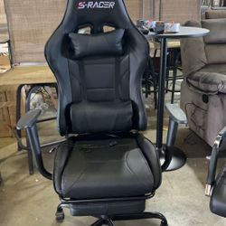Black gaming chair with massage and leg rest $90