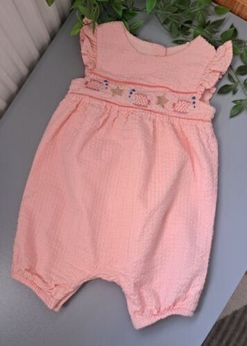 Baby Girl 6-9 Months Mothercare Thick Waffle Romper IMMACULATE