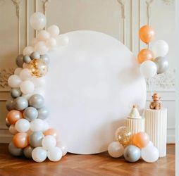 7.2x7.2ft White Round Backdrop Cover White Circle Backdrop Cover Round Fabric Photo Background for Photography Party Birthday Wedding Baby Shower Home