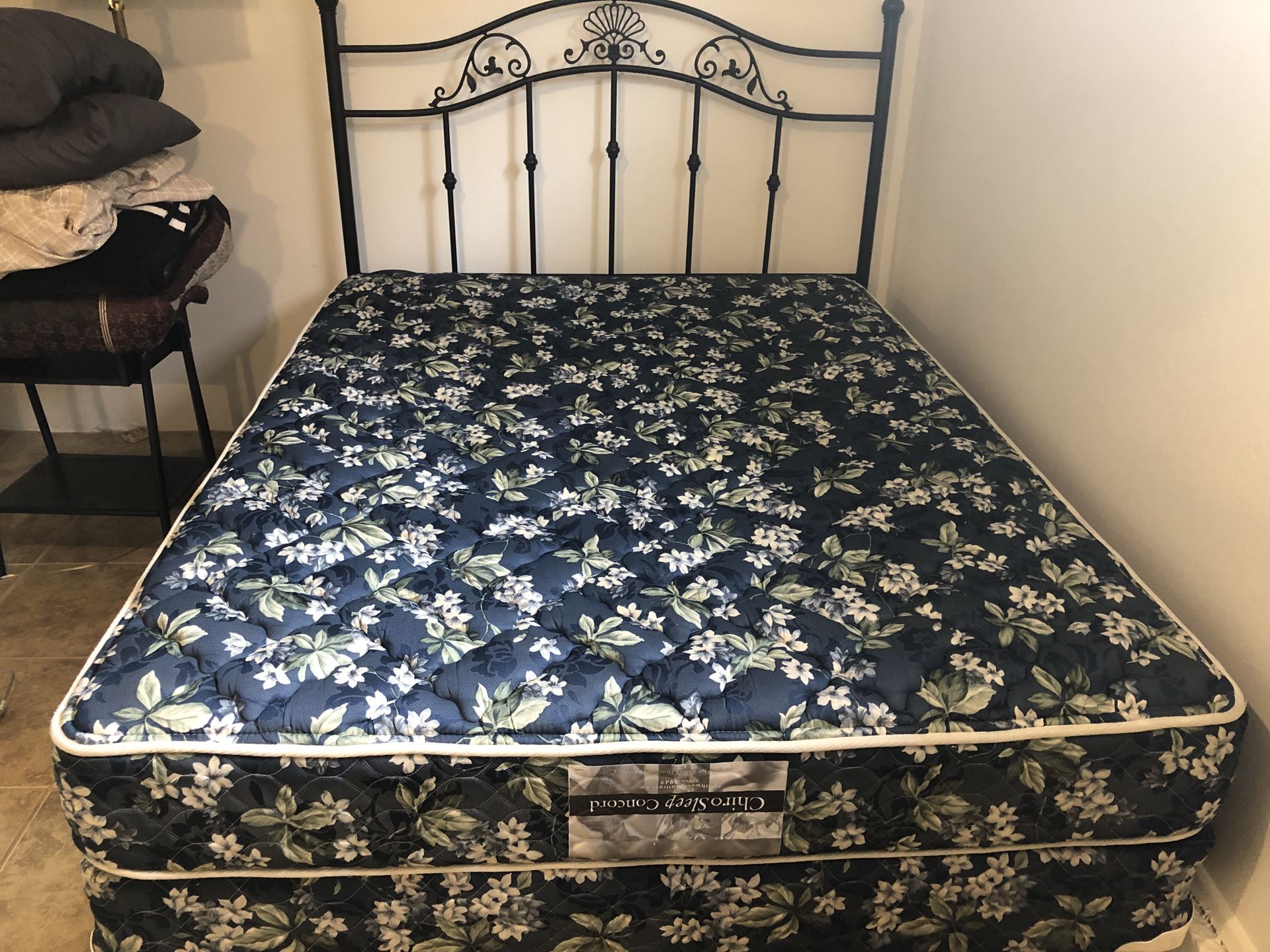 Queen size bed set (mattress + box spring + frame)