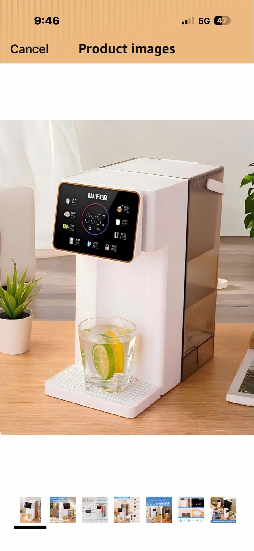 Instant Hot Water Dispenser Filter, Electric Hot Water Kettle Countertop Water Filter System, 12 Temperatures & 8 Volume Settings, Safety Lock, Hot Wa