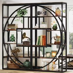 XK00408 set of 2 Bookshelf, Industrial 5-Tier Etagere Bookcase, 70.8" Tall Bookshelf with 8 Storage Shelf, Book Shelf Display Tack Shelving Unit for H