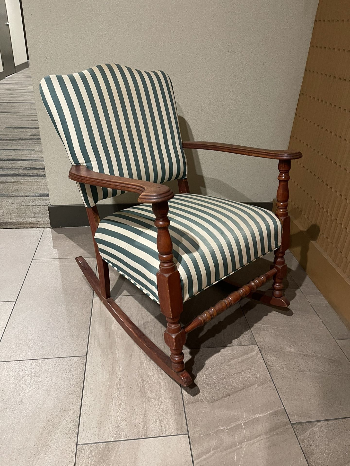 SALE! Antique Wooden Cushioned Upholstered Rocking Chair