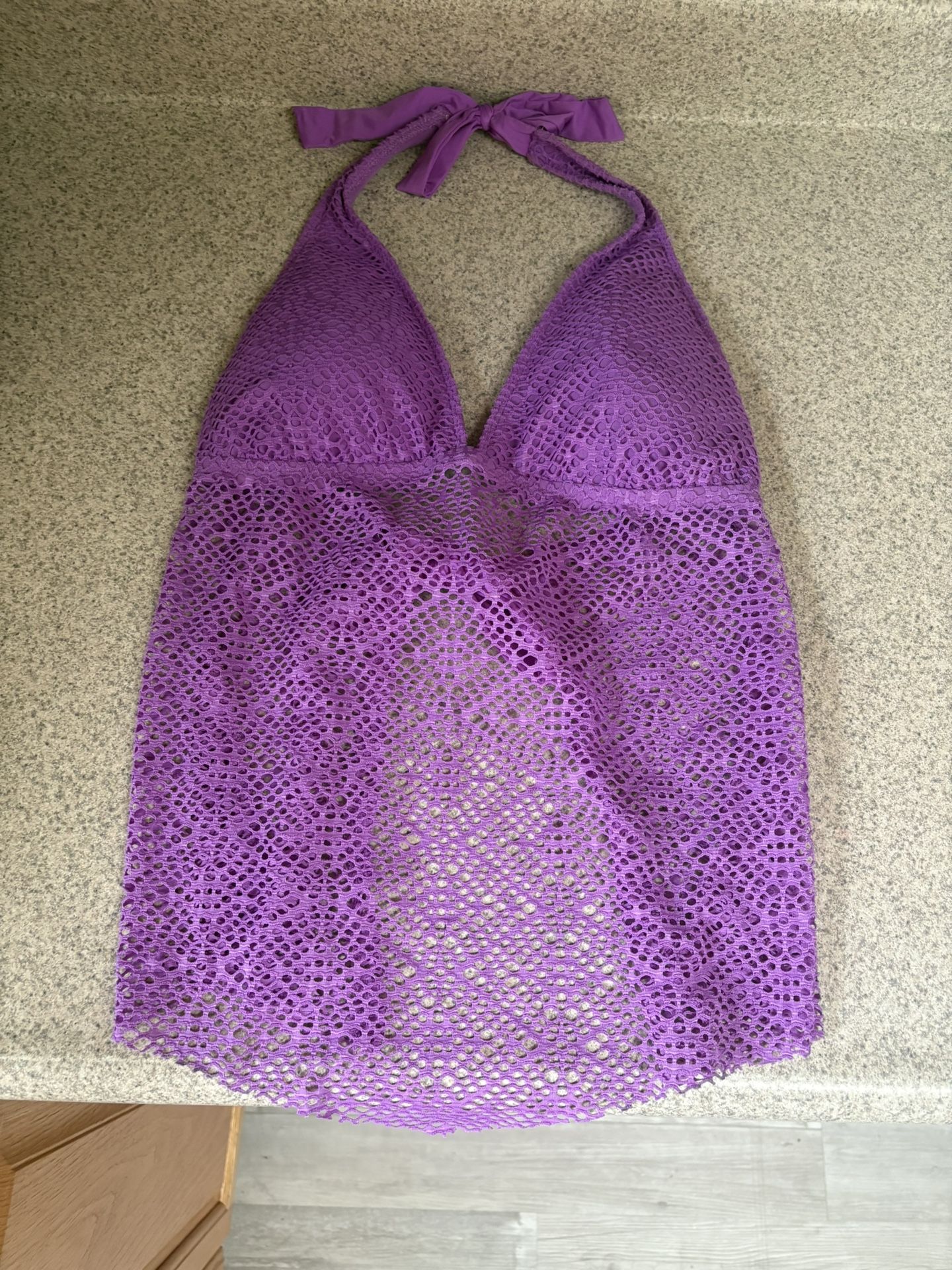 Mossimo Purple Crochet Halter Tankini Top – Size Large