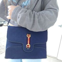 Authentic Vintage Gucci GG Monogram Supreme Sherry Web Horsebit Convertible Clutch Shoulder Bag