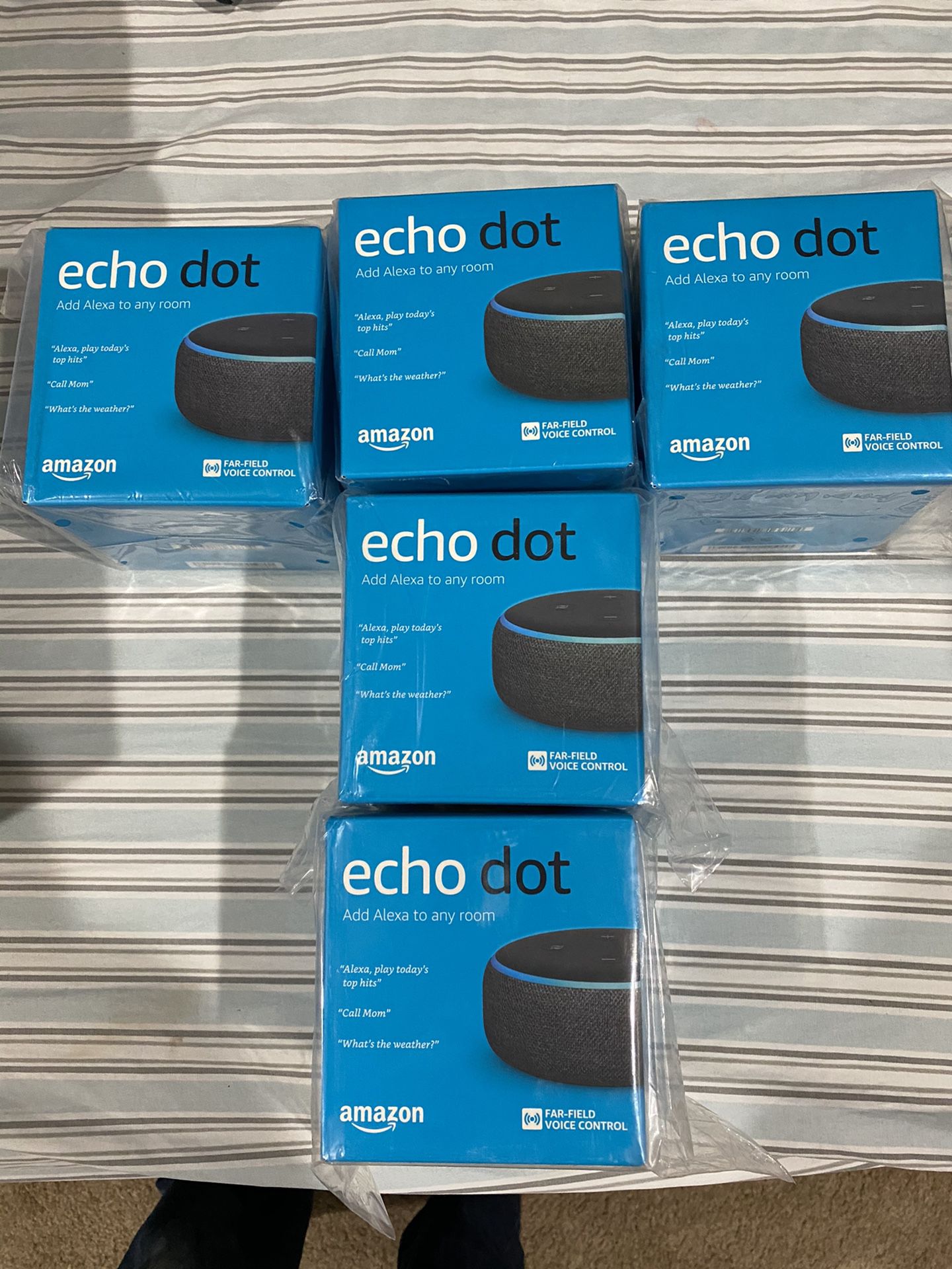 2 remaining out of 5 - Brand New Sealed Pack Echo Dots $22 each