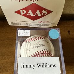 Jimmy Williams Signed MLB Baseball COA By PAAS