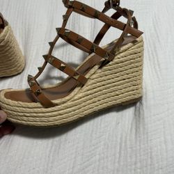 Valentino Garavani Rockstud Espadrille Wedge Sandal