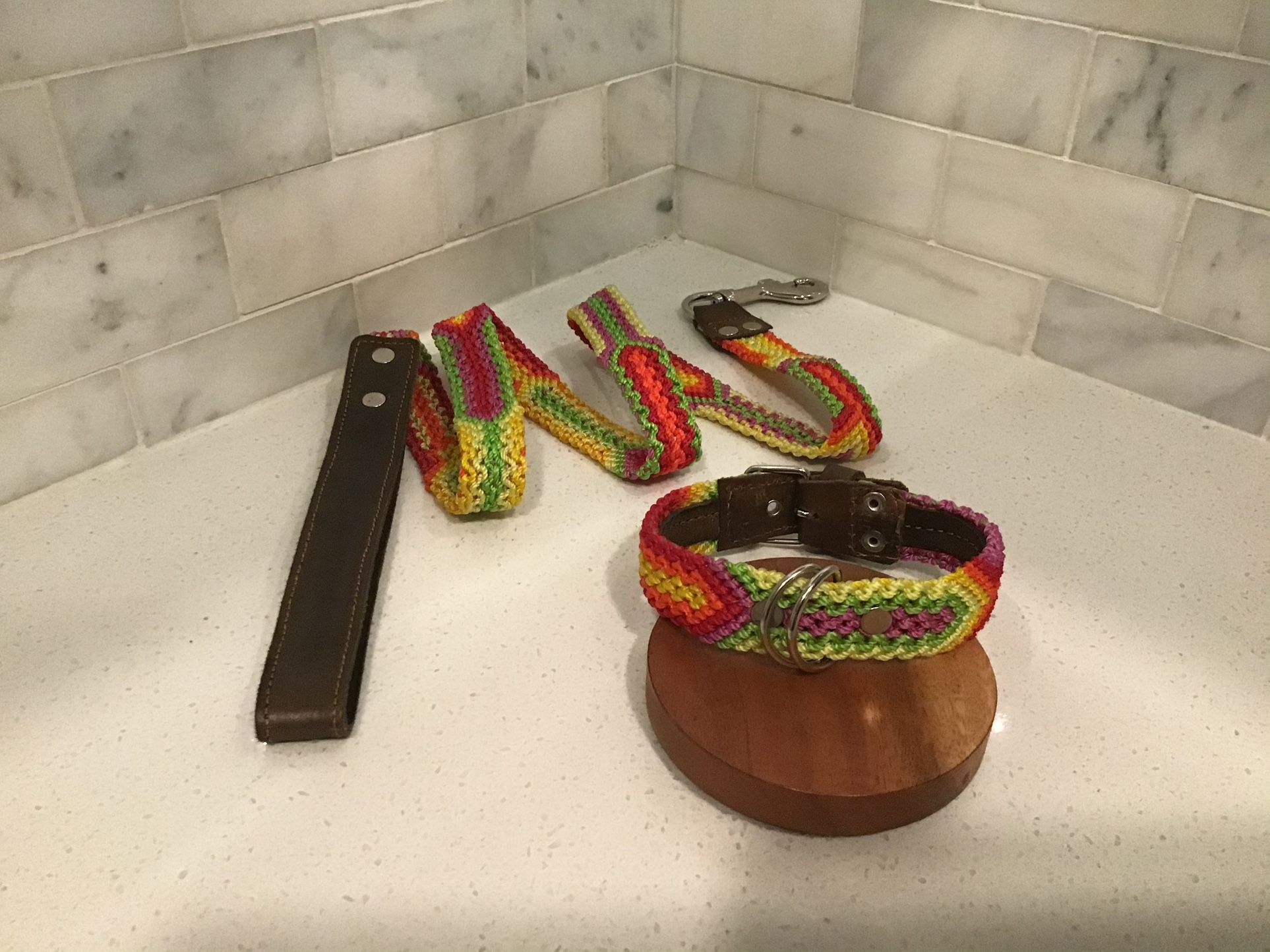 Handmade Dog Collar & Leash Set – 14” Artisan Weave (Small Dogs)