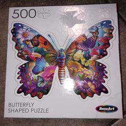 500 piece butterfly shaped puzzle by Rose Art
