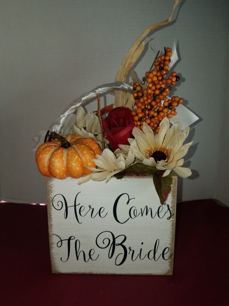 Here Comes The Bride Wood Basket
