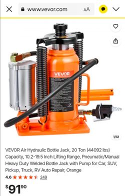 VEVOR 20 Ton Air Hydraulic Bottle Jack