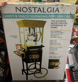 Nostalgia 53-Inch Candy & Snack Dispensing Popcorn Cart