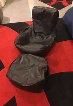 Leather bean bag chair with leg rest