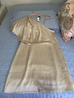 Banana Republic One Showlder Satin Dress Size 14, runs small like a size Large, New Whit Tags