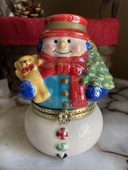 Mr. Christmas Porcelain Wind Up Music Box Snowman