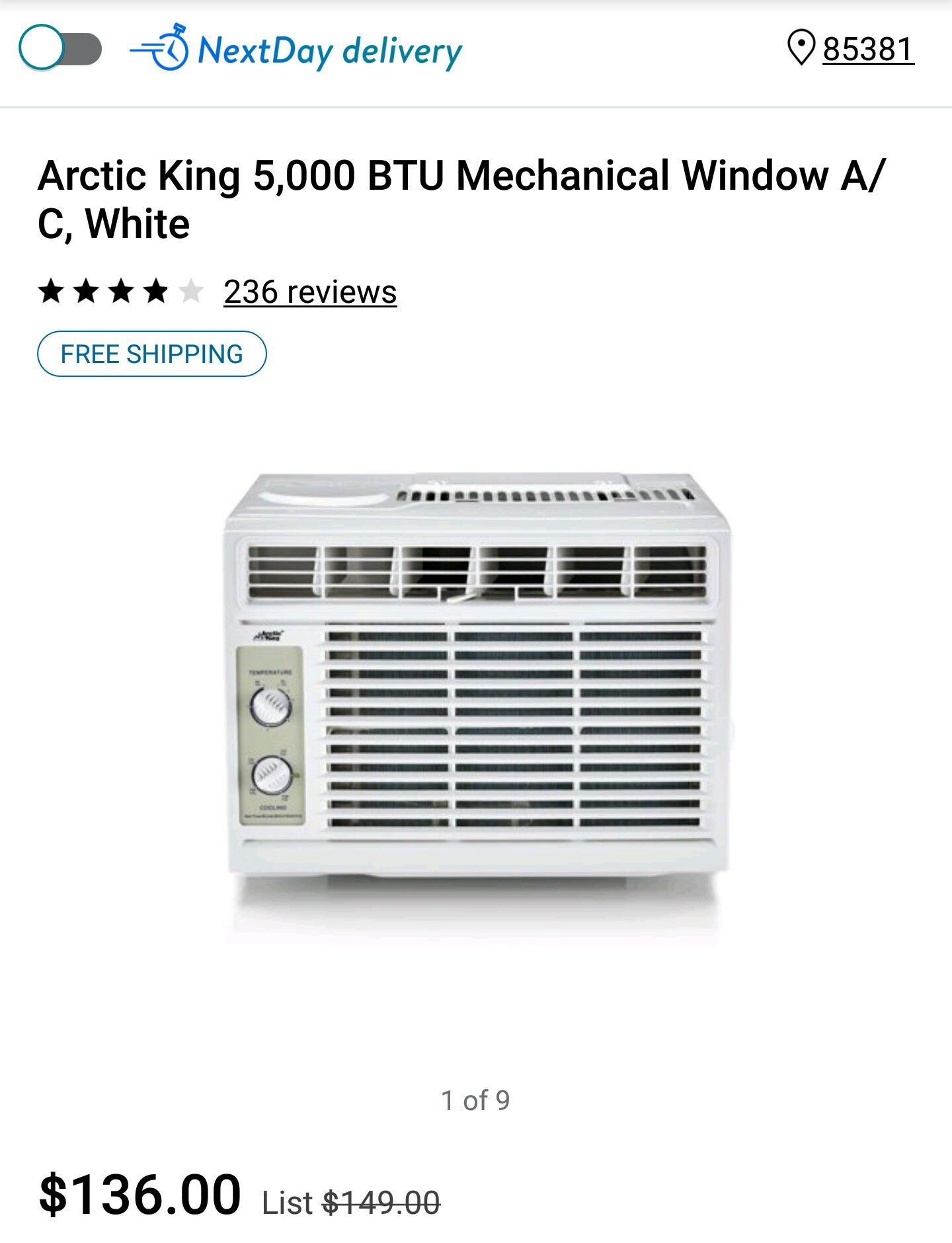 Artic king 5000 btu white window ac unit
