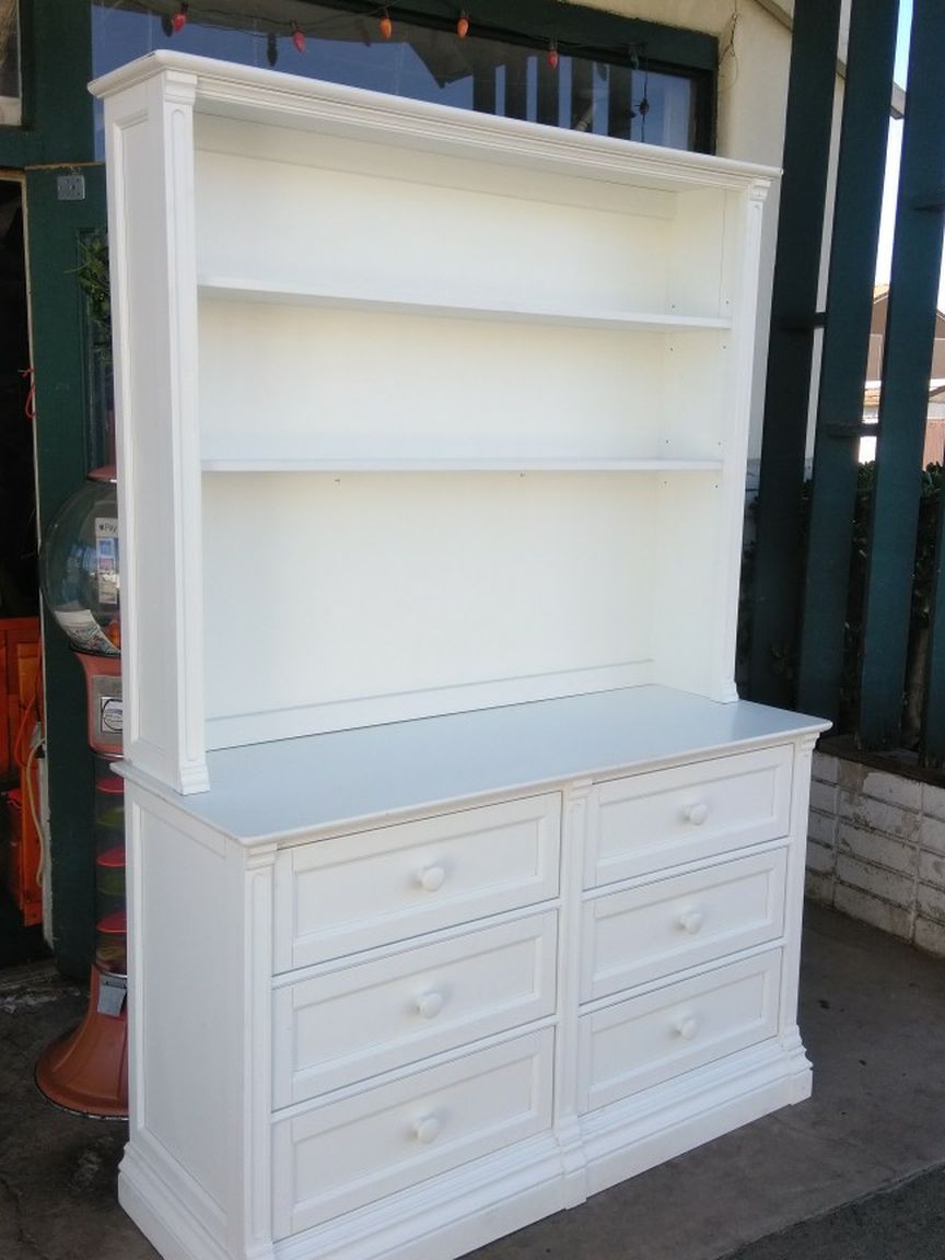 ROMINA 100% Solid Wood White Lowboy Double Dresser W/ Removable Shelf Organizer 2016