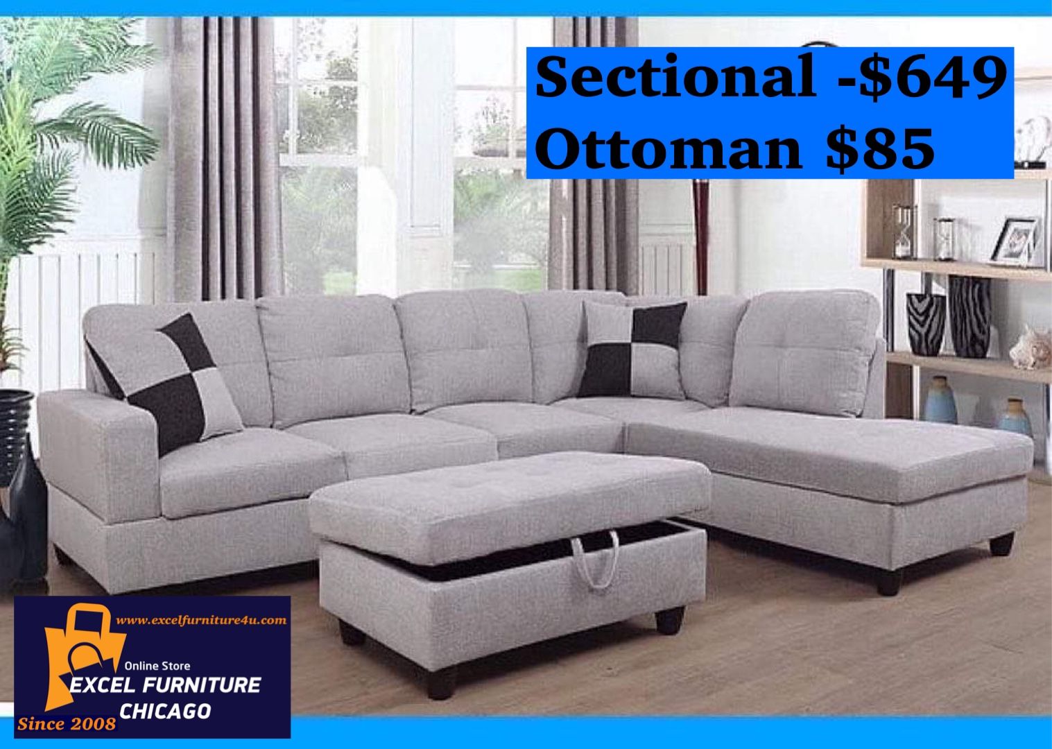 Brand New Grey Sectional Sofa Couch