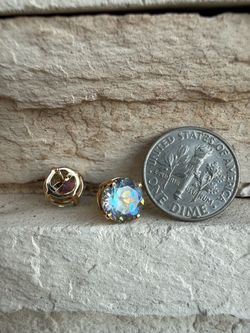 14k Aurora Borealis Crystal Stud Earrings