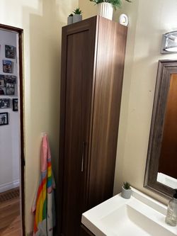 IKEA Godmorgon Tall Bathroom Linen Cabinet – 80" – Walnut Finish