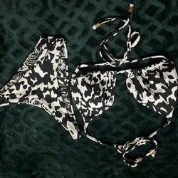 Cow Printed Two Piece Swim Suit