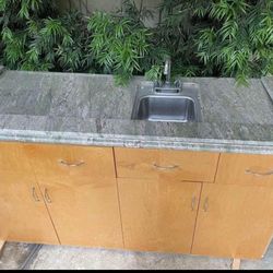 Custom Made Bar Cabinet With Sink And Granite Top
