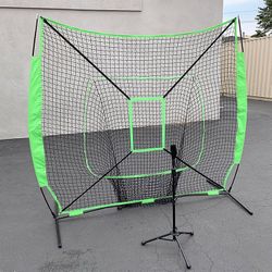 (NEW) $75 Baseball Softball (7x7’ Net & Ball Tee Set) Practice Hitting & Pitching Net w/ Carry Bag 