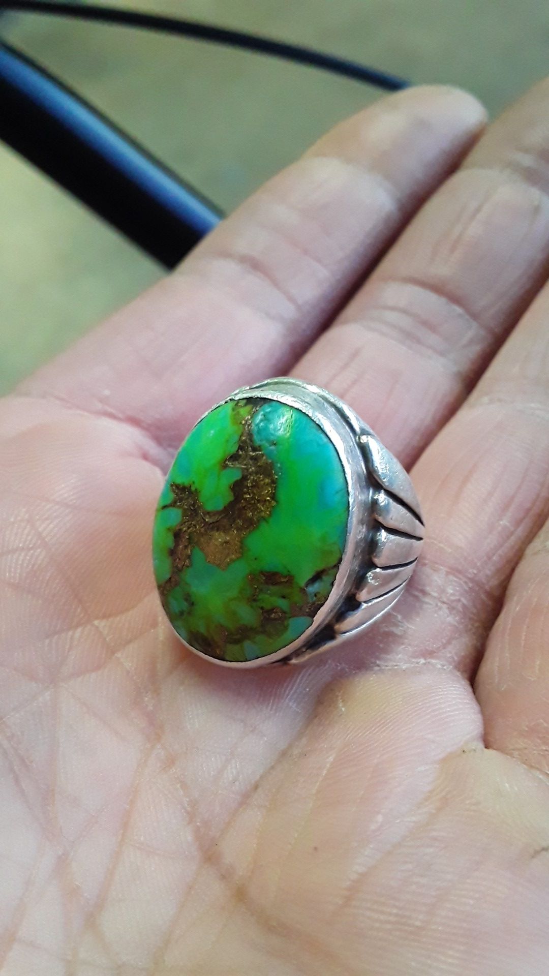 Mens Native American Silver & Tuequoise Ring