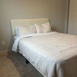 Queen-size bed frame and Sealy mattress
