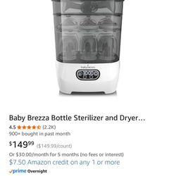 Baby Brezza Bottle Sterilizer and Dryer Advanced – 33% Faster - Largest Capacity Steam Sanitizer - Universal Sterilization Machine for All Bottles + P