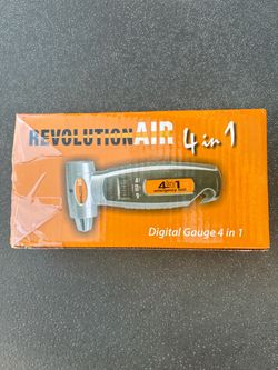 Revolution air 4in 1 digital gauge, bright, flashlight, LED, emergency Lisa hammer, seatbelt cutter. Retails for $39.